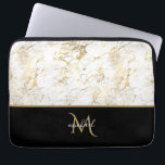 Black  Gold & Marble Monogram Elegant Luxury   Laptop Sleeve<br><div class="desc">Classic elegant luxury  design featuring black gold &  marble with monogram. The template has been set up so you just need to add your name to complete the design. Matching accessories in store .</div>
