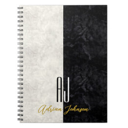Black Gold Marble Monogram Notebook Journal