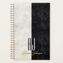 Black Gold Marble Monogram Planner Journal