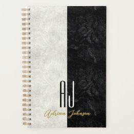 Black Gold Marble Monogram Planner Journal