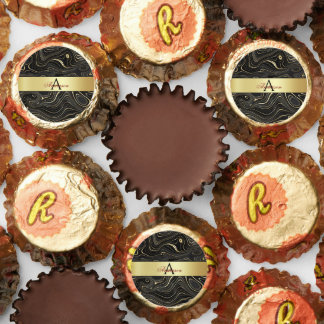 Black & Gold Marble Monogram  Reese's Peanut Butter Cups