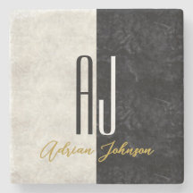Black Gold Marble Monogram