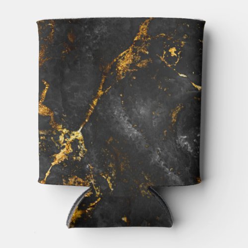 Black Gold Marble Natural Pattern Can Cooler