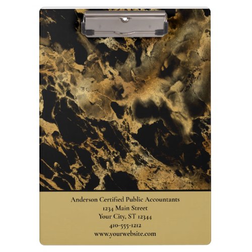 Black Gold Marble Personalized Business  Clipboard