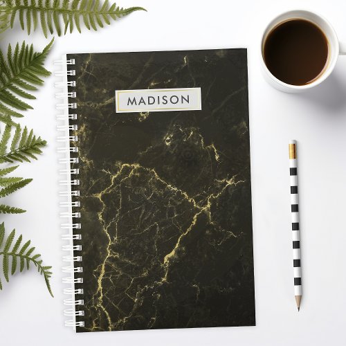 Black Gold Marble Personalized Business Planner