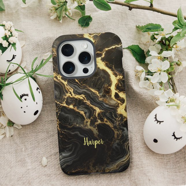 Black Gold Marble Personalized iPhone Case (Creator Uploaded)