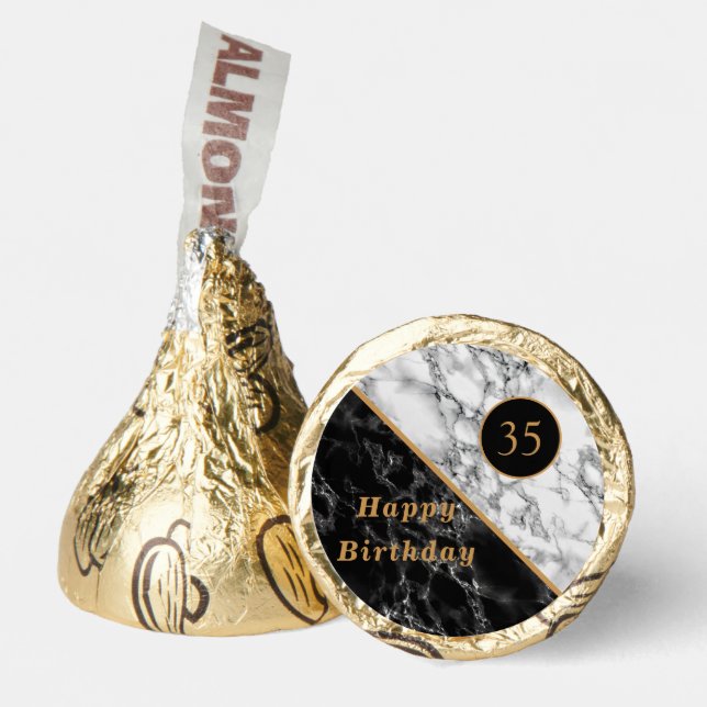 Black Gold Marble Personalized Your Birthday Gift Hershey®'s Kisses® (Front)