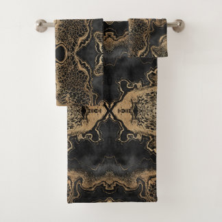 Black Gold Marble Pretty Bath Towel Set