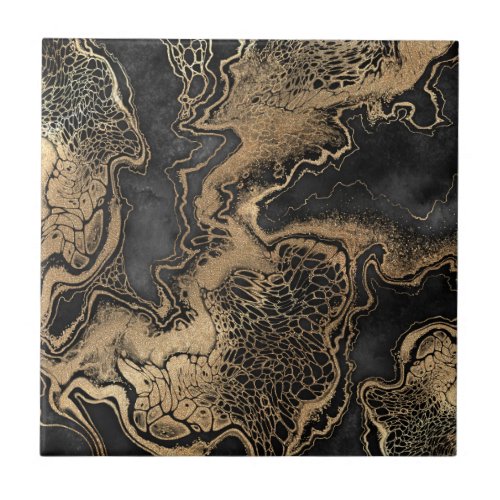 Black Gold Marble Pretty Ceramic Tile