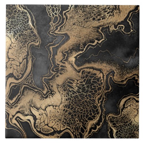 Black Gold Marble Pretty Ceramic Tile