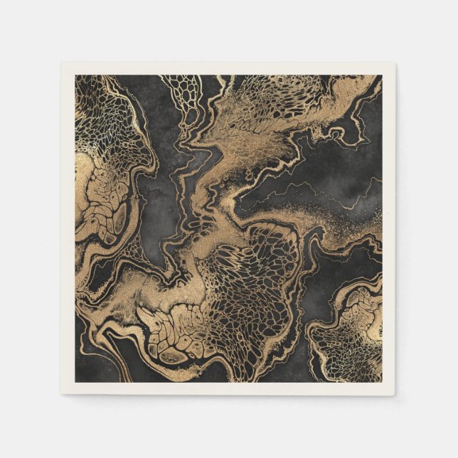 Black Gold Marble Pretty Napkins (Front)