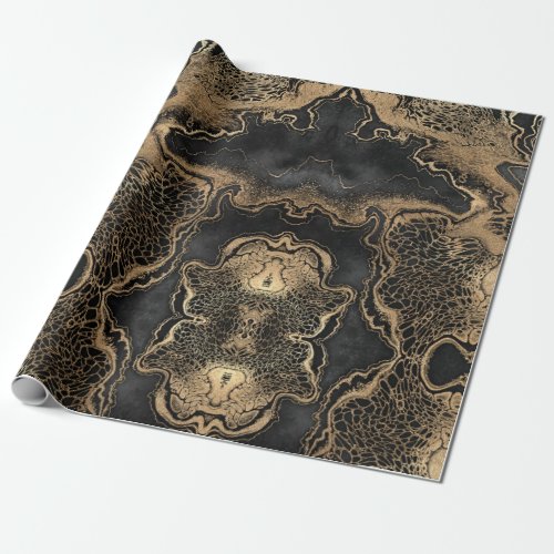 Black Gold Marble Pretty Wrapping Paper
