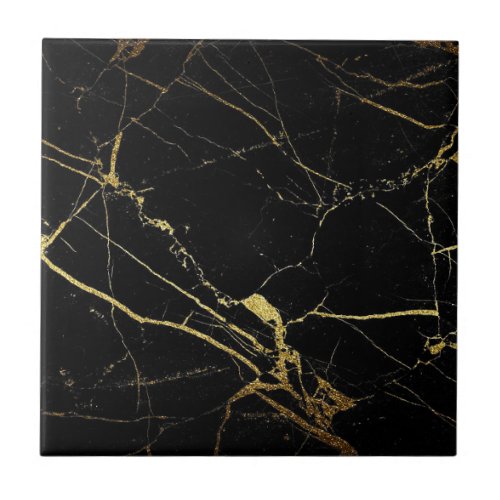 Black  Gold Marble Print Backsplash Ceramic Tile