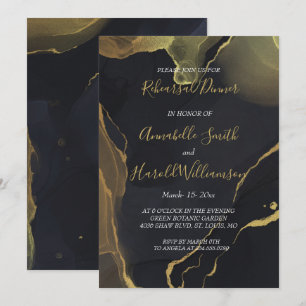 black & Gold Marble Rehearsal Dinner Invitation
