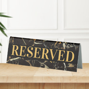 Black Gold Marble Reserved Table Sign