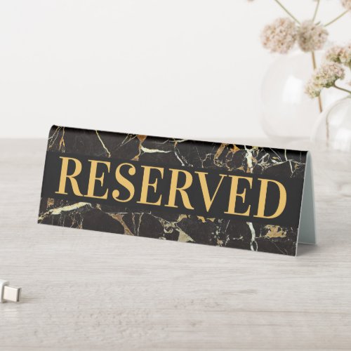 Black Gold Marble Reserved Table Sign