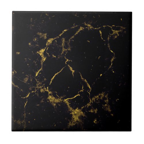 Black gold marble style ceramic tile