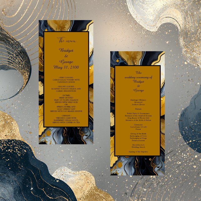 black gold marble swirl wedding  program (Creator Uploaded)