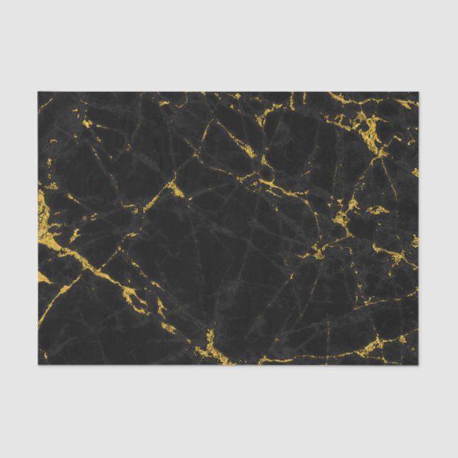 Black & Gold Marble Texture Print Tissue Paper (Front)