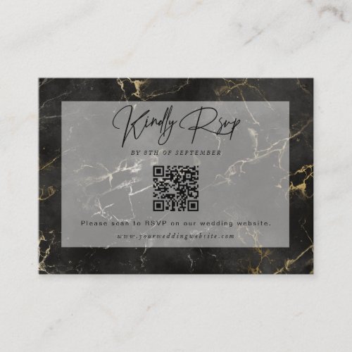Black gold marble Website RSVP Barcode Enclosure Card
