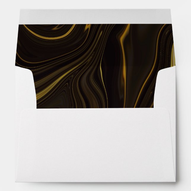 Black Gold Marble Wedding  Envelope (Back (Bottom))