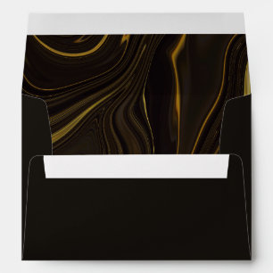 Black Gold Marble Wedding  Envelope