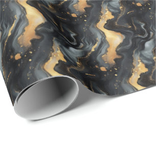 Black & Gold Marble Wrapping Paper