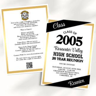 Black Gold Mascot Class Reunion Invitation