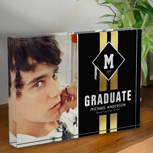 Black Gold Masculine Graduation Photo Block