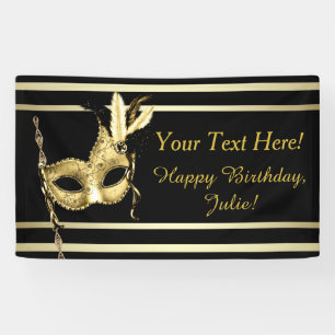 Black Gold Masquerade Party Banner