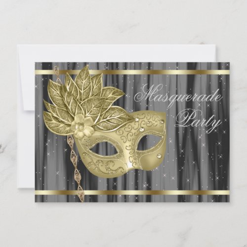 Black Gold Masquerade Party Custom Invite
