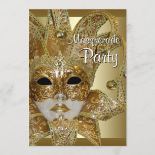 Black Gold Masquerade Party Invitation
