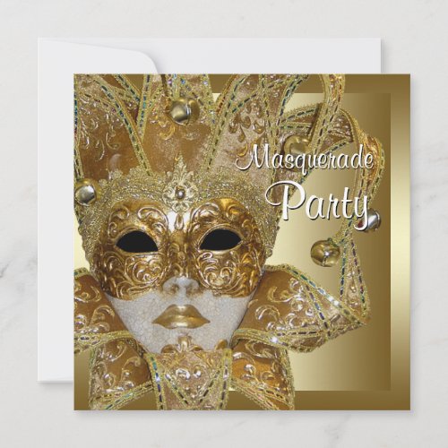 Black Gold Masquerade Party Invitations