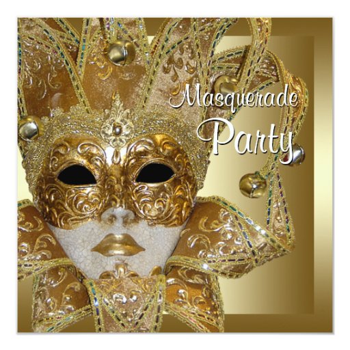 Black Gold Masquerade Party Invitations | Zazzle