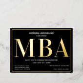 Black Gold MBA Graduation Foil Invitation (Standing Front)