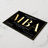 Black Gold MBA Graduation Foil Invitation (Rotated)