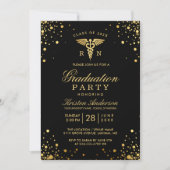 Black Gold Medical Nursing School Graduation Party Invitation (Front)