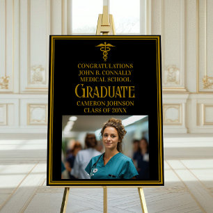 Black Gold Medical School Photo Graduation Party Foam Board