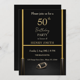 Black & Gold Men's Birthday Invitation