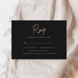 Black Gold Men's Birthday RSVP Card, Meal Choice Card