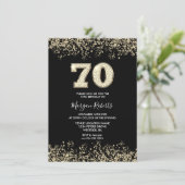 Black & Gold Mens Womans 70th Birthday Party Invitation | Zazzle