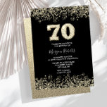 Black & Gold Mens Womans 70th Birthday Party Invitation<br><div class="desc">Black & Gold Mens Womans 70th Birthday Party Invitation

Beautiful Faux Gold Glitter Confetti Invitation.

Matching collection in Niche and Nest store.

Design Courtesy of Studio Denmark</div>