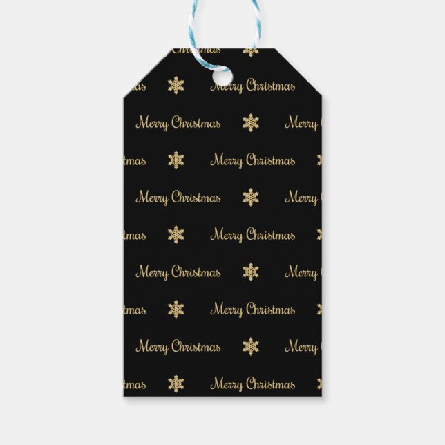 Black & Gold  Merry Christmas Gift Tag (Front)