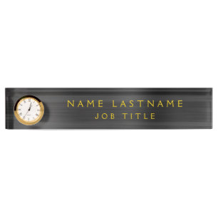 Black Gold Metallic Corporate Custom Professional Desk Name Plate