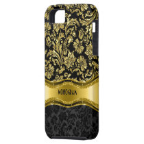 Black & Gold Metallic Floral Damasks-Customized iPhone SE/5/5s Case