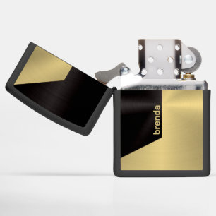 Black Gold Metallic Geometric Texture Background Zippo Lighter