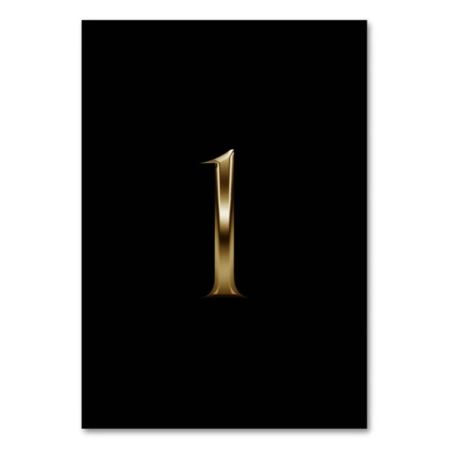 Black Gold Metallic Look Number 1 Table Number (Front)