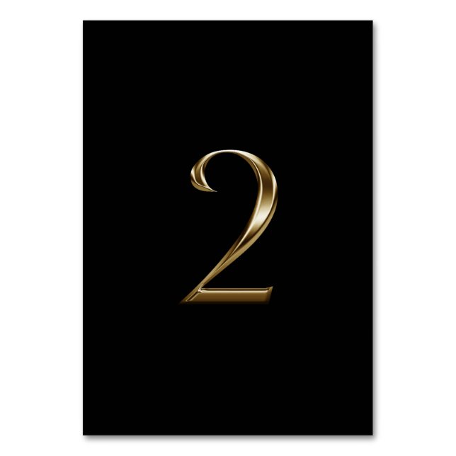 Black Gold Metallic Look Number 2 Table Number (Front)