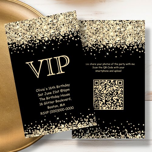 Black  Gold  Mini VIP Birthday Invitation