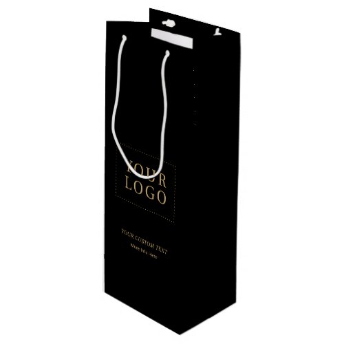 Black  Gold Minimal Business Logo Wine Paper Bag